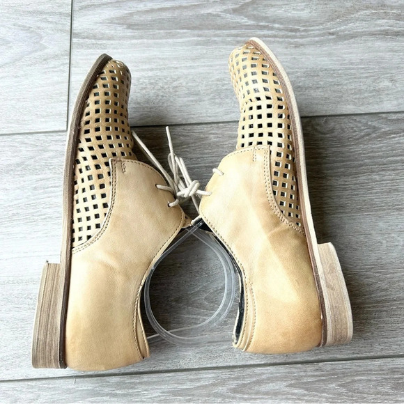 Vintage FarFalle  Beige Perforated Leather Lace Up Oxford Made in Italy - Picture 8 of 13